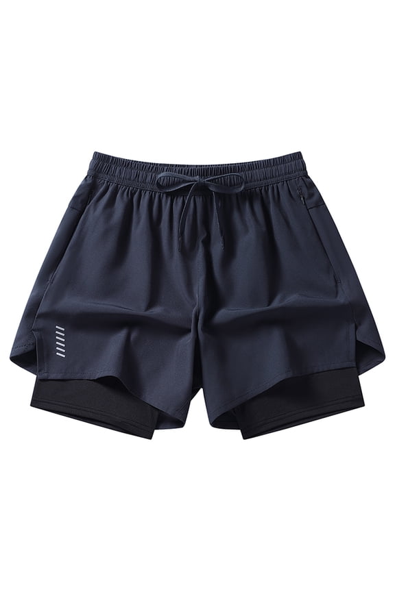 Men's Ice Silk Running Shorts 3-Inch Inseam Double-Layer Breathable Quick-Dry Fitness Training Sports Gift