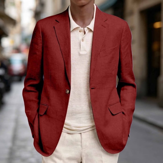 TaTaai Men's Long Sleeve Lapel Blazer Business Casual Jacket with Pockets for Fall Winter Office
