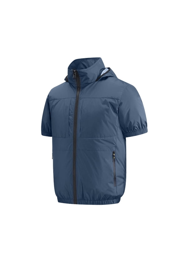 Men's Summer Camouflage Hooded Work Top with Built-In Fan Compatibility, Breathable Mesh Fabric, and Relaxed Fit for Outdoor Jobs Gift