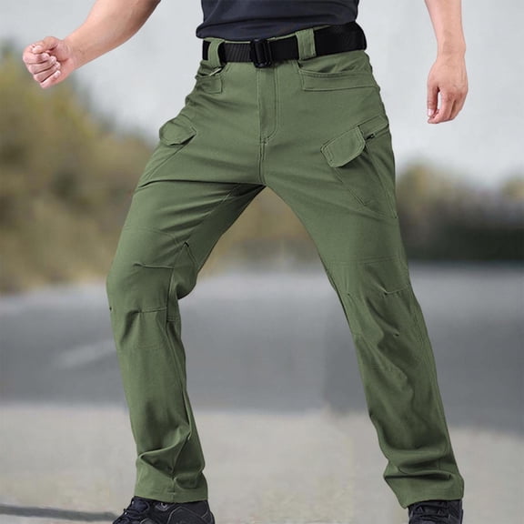 TaTaai Men's Tactical Pants for Men Solid Color Multi Pocket Zipper Waterproof Windproof Cargo Trousers for Outdoor Gift