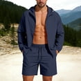 thumbnail image 1 of TaTaai Men's Two-Piece Sun Protection Set with Hooded Zip-Up Jacket, Ice Silk Shorts, Elastic Waistband, and Breathable Design for Summer Gift, 1 of 9