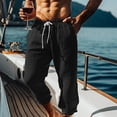 thumbnail image 1 of TaTaai Mens Cropped Jogger Pants Solid Linen Blend Casual Capris with Pockets Cuffed Hem for Summer Beach Home Gift, 1 of 5