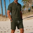 thumbnail image 1 of TaTaai Mens Two Piece Set Mens Solid Color Short Sleeve Shirt with Drawstring Shorts Casual Sports Summer Set Gift, 1 of 6