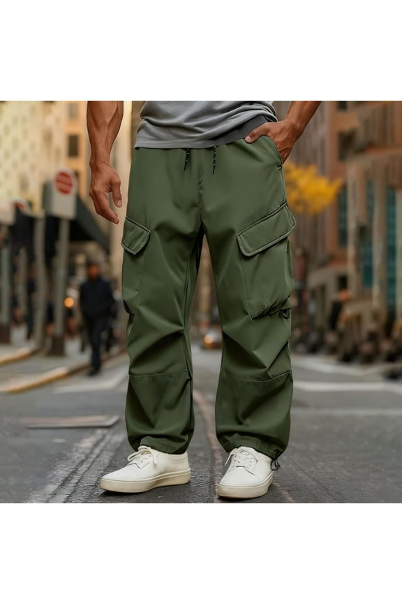 Mens Waterproof Windproof Hiking Pants Solid Color Cargo Style for Outdoor Climbing Gift