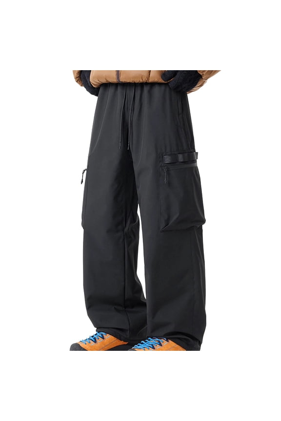 Mens Winter Cargo Pants Waterproof Windproof Insulated Thick Warm Drawstring for Outdoor Cold Weather Gift