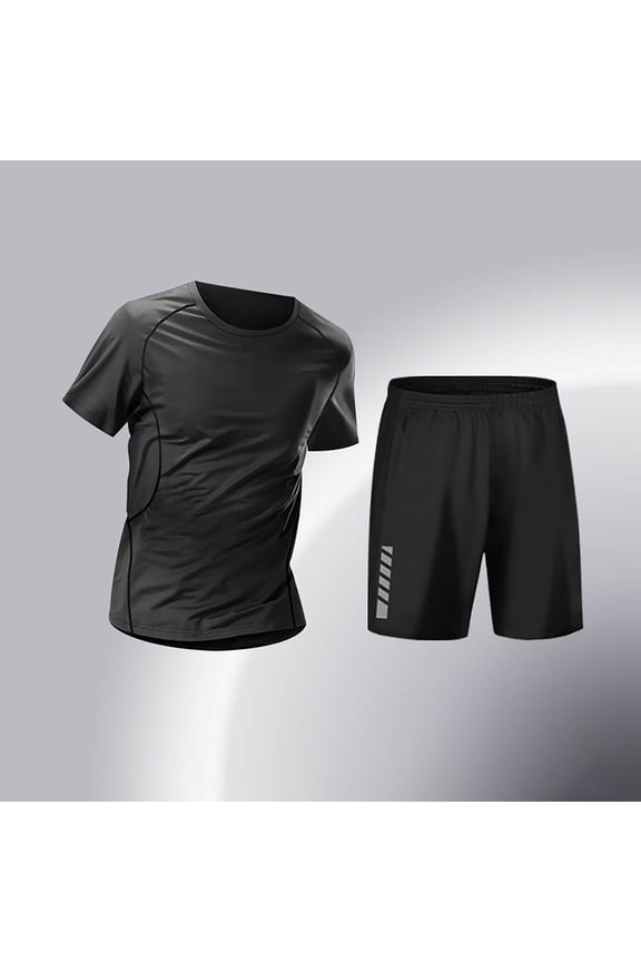 Ribbed Knit Set Mens Workout Set Quick Dry Tight Fit High Elastic Running Training Basketball Cycling Suit For Summer Gift