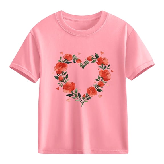 TaTaai School Season Cute Print Short Sleeve T-Shirt, Valentine's Day Casual Top, Unisex All Season Graphic Tee Gift