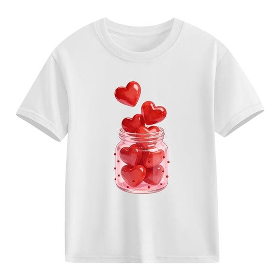 TaTaai School Season Cute Print Short Sleeve T-Shirt, Valentine's Day Casual Top, Unisex All Season Graphic Tee Gift