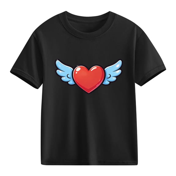 TaTaai School Season Cute Print Short Sleeve T-Shirt, Valentine's Day Casual Top, Unisex All Season Graphic Tee Gift