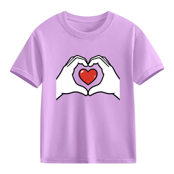 TaTaai School Season Cute Print Short Sleeve T-Shirt, Valentine's Day Casual Top, Unisex All Season Graphic Tee Gift