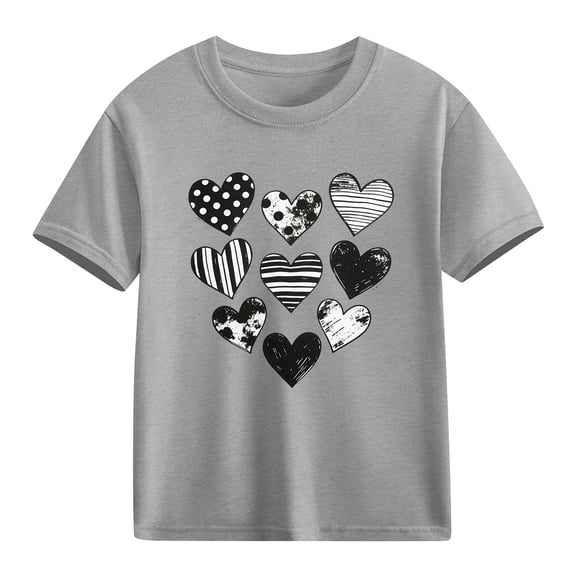 TaTaai School Season Cute Print Short Sleeve T-Shirt, Valentine's Day Casual Top, Unisex All Season Graphic Tee Gift