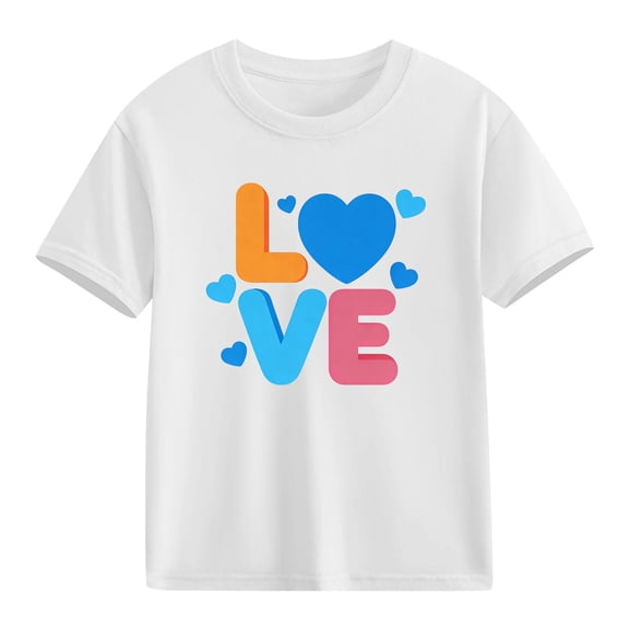 TaTaai School Season Cute Print Short Sleeve T-Shirt, Valentine's Day Casual Top, Unisex All Season Graphic Tee Gift