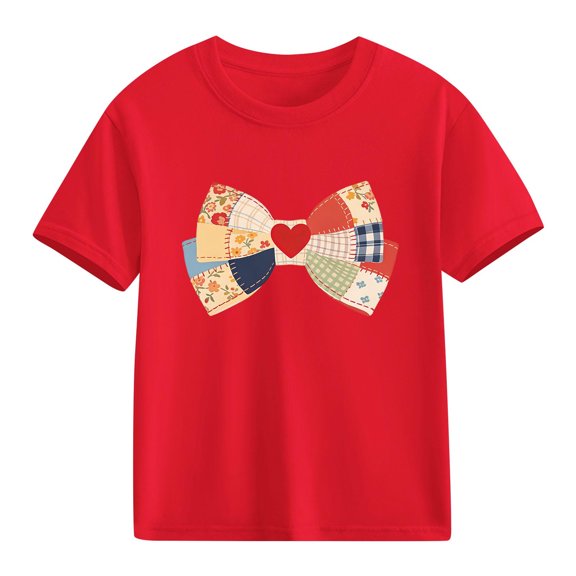 TaTaai School Season Cute Print Short Sleeve T-Shirt, Valentine's Day Casual Top, Unisex All Season Graphic Tee Gift