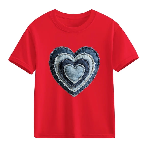 TaTaai School Season Cute Print Short Sleeve T-Shirt, Valentine's Day Casual Top, Unisex All Season Graphic Tee Gift