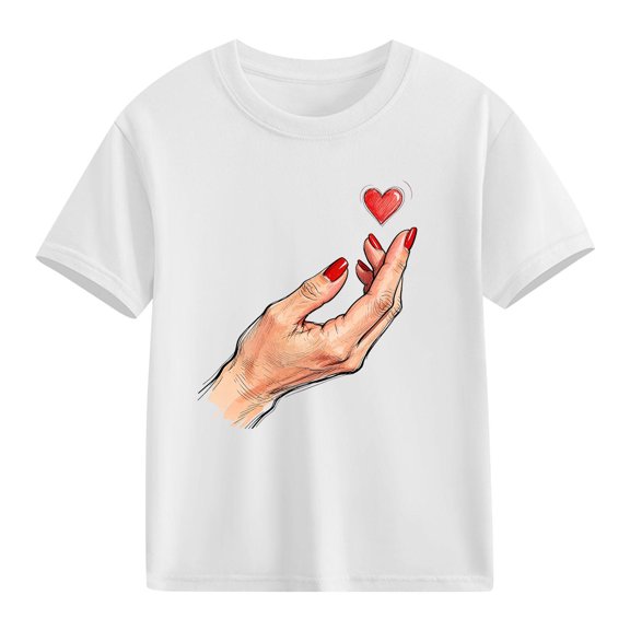 TaTaai School Season Cute Print Short Sleeve T-Shirt, Valentine's Day Casual Top, Unisex All Season Graphic Tee Gift