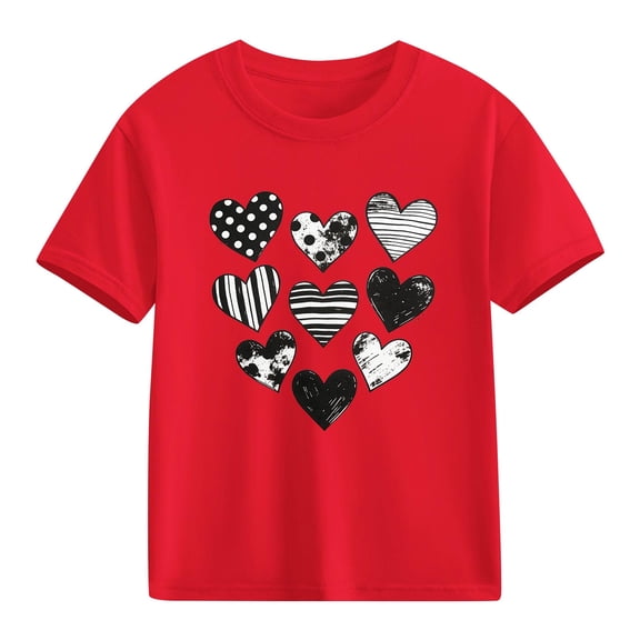 TaTaai School Season Cute Print Short Sleeve T-Shirt, Valentine's Day Casual Top, Unisex All Season Graphic Tee Gift