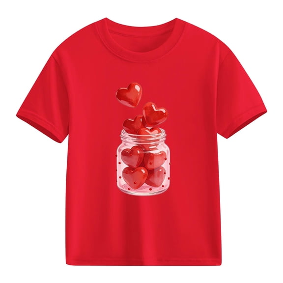 TaTaai School Season Cute Print Short Sleeve T-Shirt, Valentine's Day Casual Top, Unisex All Season Graphic Tee Gift