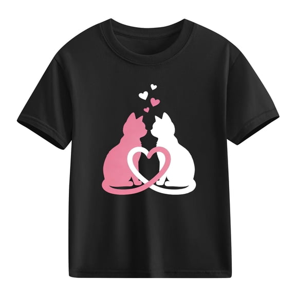 TaTaai School Season Cute Print Short Sleeve T-Shirt, Valentine's Day Casual Top, Unisex All Season Graphic Tee Gift