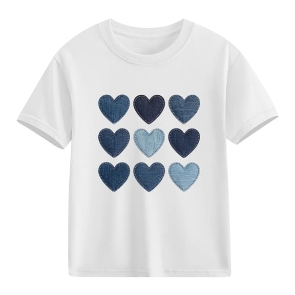 TaTaai School Season Cute Print Short Sleeve T-Shirt, Valentine's Day Casual Top, Unisex All Season Graphic Tee Gift