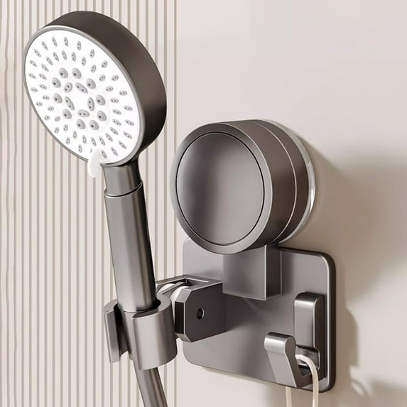 TaTaai Shower Head Holder Wall Mount - Removable Suction Cup Handheld Shower Head Holder with Hooks - Adjustable Angle & Height Showerhead Bracket