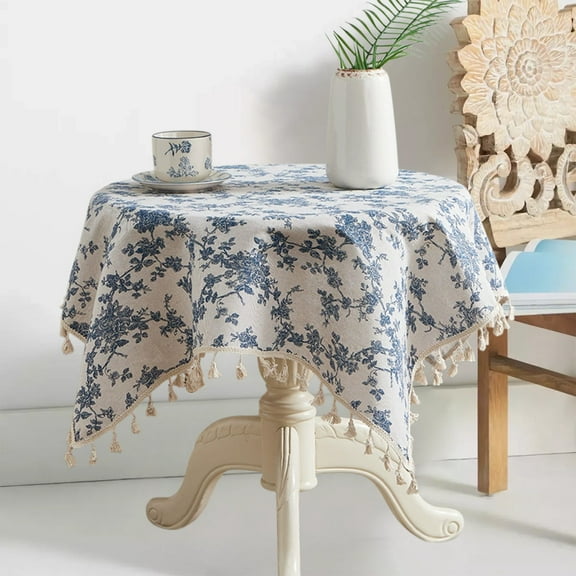 TaTaai Small Floral Tablecloth, Heat Insulation Home Tablecloth, Pastoral Rectangle Table Cloth, for Tabletop Kitchen Tea Party Farmhouse 24x24in