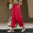 thumbnail image 1 of TaTaai Spring Summer Linen Blend Jogger Pants for Women Ankle Length Elastic Waist with Pockets Cargo Style Drawstring Cuff Trousers Lightweight Comfy Daily Gift, 1 of 8