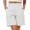 thumbnail image 1 of TaTaai Summer Cargo Shorts for Women with Multi-Pockets Elastic Waist Solid Color 5 Inch Knee Length Casual Loose Fit Bermuda Pants for Beach Gift, 1 of 6