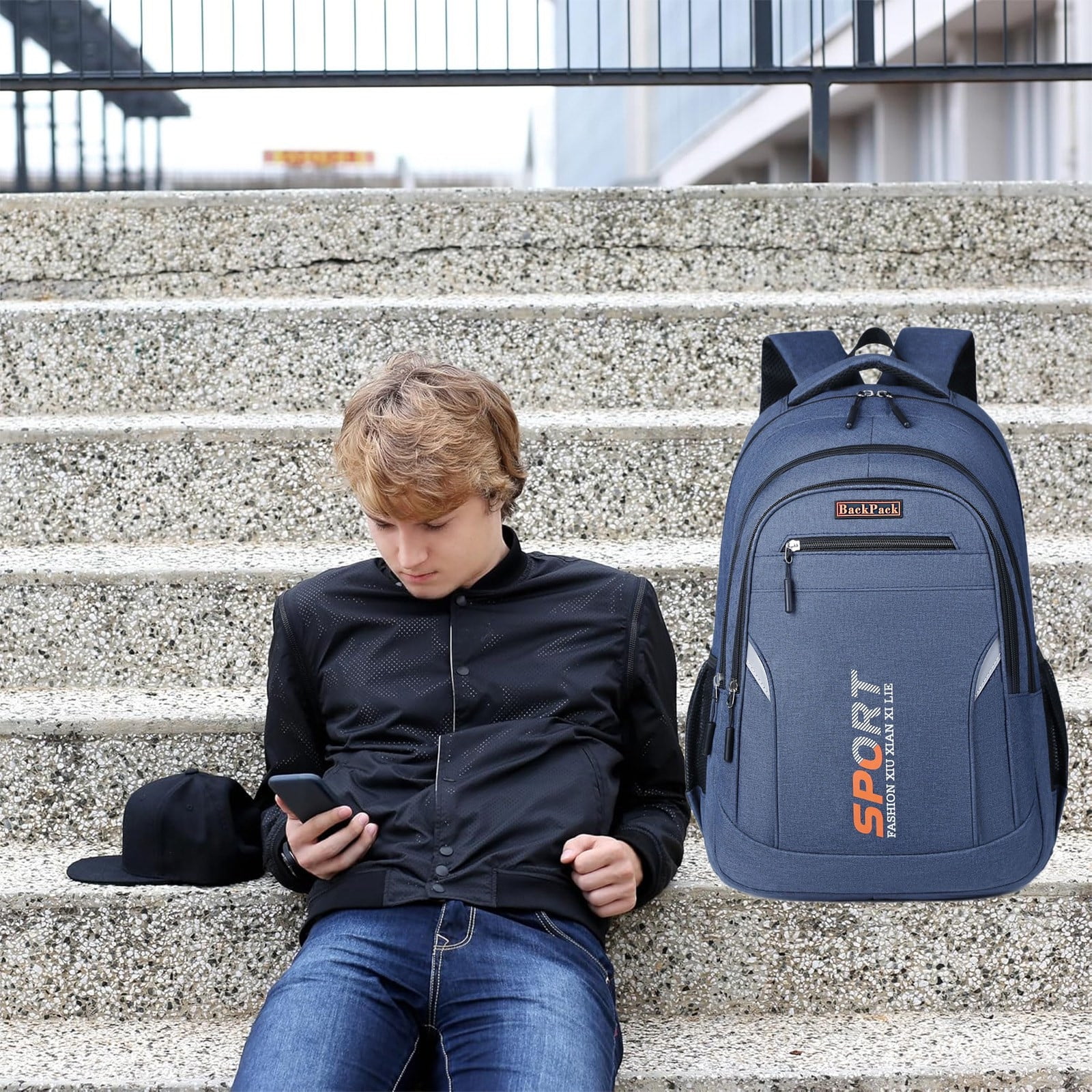 backpack for men travel business computer back pack with BANGE Fashion Waterproof Daily Casual School Teenage Rucksack The roomy main compartment easily holds books hk Laptop Backpack for Men
