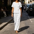 thumbnail image 1 of TaTaai Two Piece Plus Size Sets for Women Short Sleeve Button Down Top Wide Leg Pants Casual Summer Outfits, 1 of 8