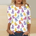 thumbnail image 1 of TaTaai Women Fashion Easter Print Crew Neck Top 3/4 Sleeve Pullover T-Shirt Ladies Spring Holiday Gathering Wear Soft Comfortable Non-See-Through No Fading Lightweight Top Gift, 1 of 5