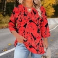 thumbnail image 1 of TaTaai Women Plus Size Casual Top Three Quarter Sleeve Crew Neck Chest Cutout Random Print Spring Summer Base T-Shirt Ladies Daily Outdoor Wear Breathable No Fading Comfortable Fashion Top Gift, 1 of 6