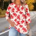 thumbnail image 1 of TaTaai Women Plus Size Crew Neck Tee Chest Cutout 3/4 Sleeve Random Print Spring Summer Casual Base Layer Ladies Daily Commute Wear Lightweight Soft Non-See-Through Top Gift, 1 of 6