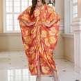 thumbnail image 1 of TaTaai Women Plus Size Satin Drawstring Beach Maxi Dress Loose V-Neck Ankle Length Cover Up Kaftan Robe Ladies Summer Holiday Beach Swimwear Casual Outfit Gift, 1 of 9