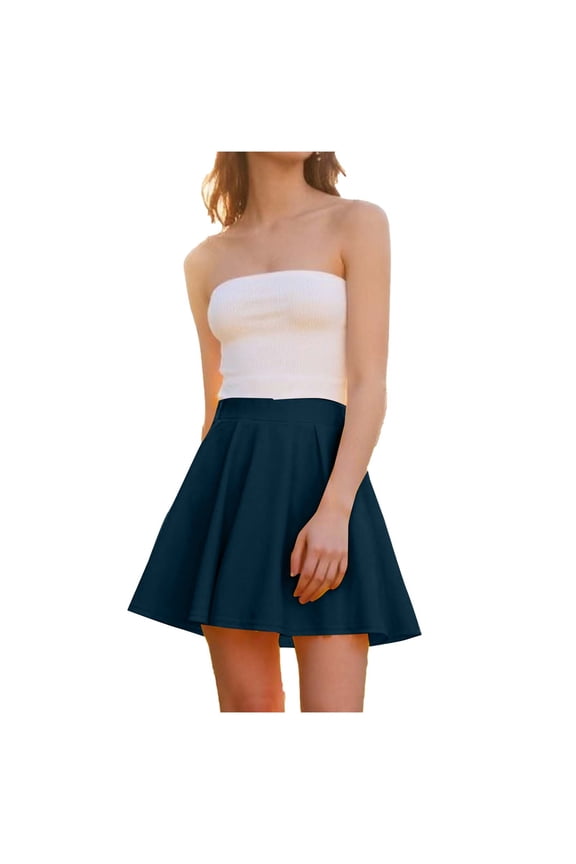 Women Spring Summer High Waist Solid Color A-Line Bubble Skirt Comfort Fit Lightweight Breathable Machine Washable No Fading Versatile Daily Office Casual Wear Mini Skirt Gift