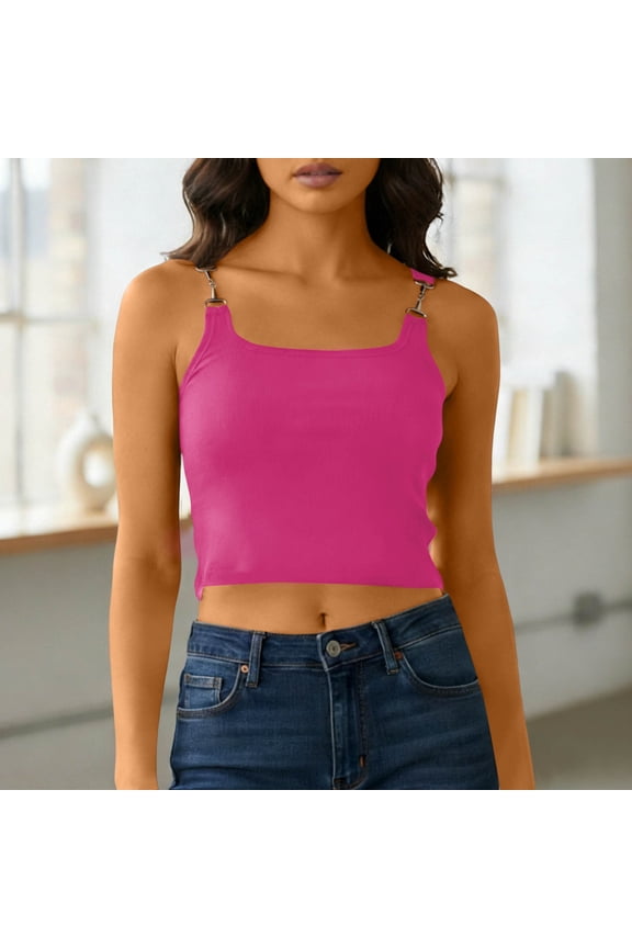Women's Adjustable Strap Camisole with Built-In Bra Pads, Solid Color, and Versatile Layering Style Gift