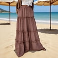 thumbnail image 1 of TaTaai Women's Boho High Waist Maxi Skirt with A-Line Silhouette, Ruffle Tiered Detail, Elastic Waistband, and Side Pockets Gift, 1 of 9