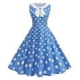 thumbnail image 1 of TaTaai Women's Bow Detail Sleeveless Dress Vintage Floral Print Round Neck Casual A Line Midi Dress Classical Style Soft Comfortable for Spring Summer Daily Gift, 1 of 5