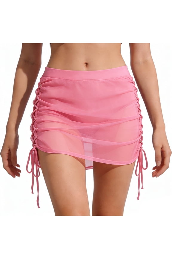 Women's Casual Bodycon Swim Skirt Sheer Mesh Design Elastic Waistband Soft Quick Dry Swimwear Bottom for Pool Party and Holiday Gift