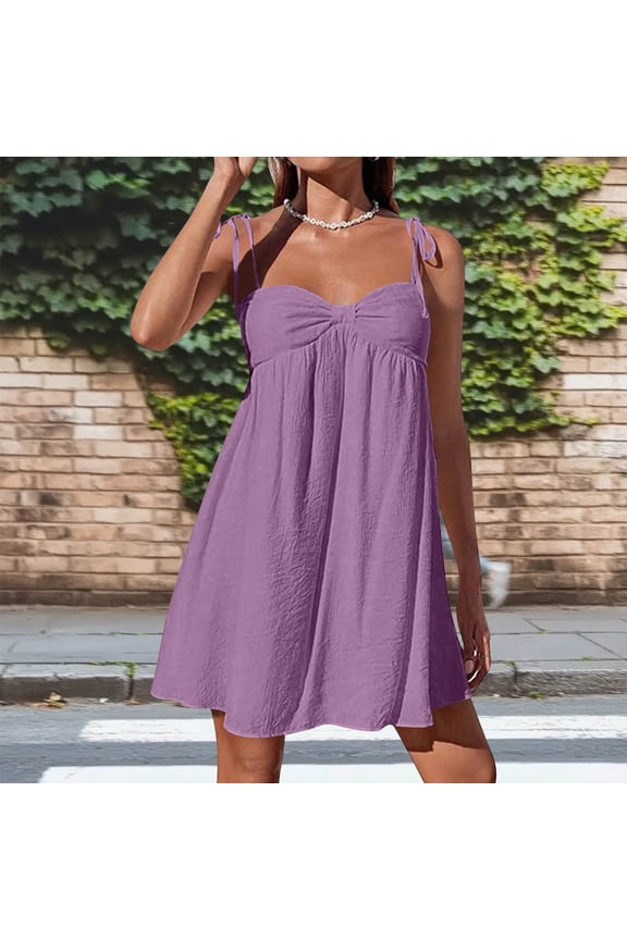 Women's Casual Cami Top for Women Round Neck Adjustable Spaghetti Strap Bow Knot Front for Summer Daily Gift