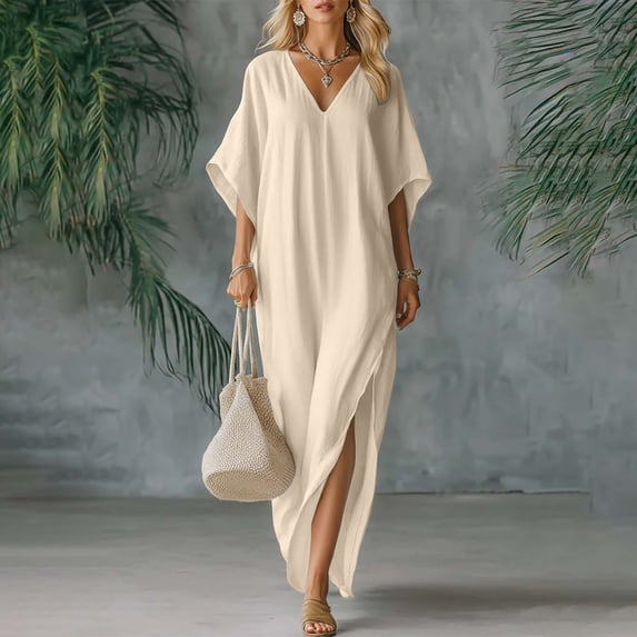 TaTaai Women's Casual Short Sleeve Maxi Dress with Loose Relaxed Fit, Soft Breathable Fabric, and Comfortable Everyday Style Gift