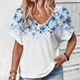 thumbnail image 1 of TaTaai Women’s Casual V Neck Blouse Short Sleeve Loose Fit Solid Color Printless T Shirts Soft Polyester Summer Holiday Wear Gift, 1 of 6