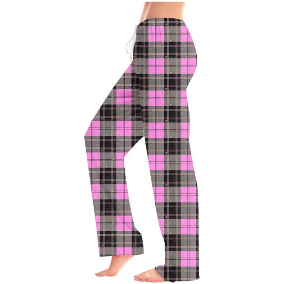 TaTaai Women's Christmas Print High Waist Lounge Pants, Elastic Drawstring Pockets Full Length Trousers