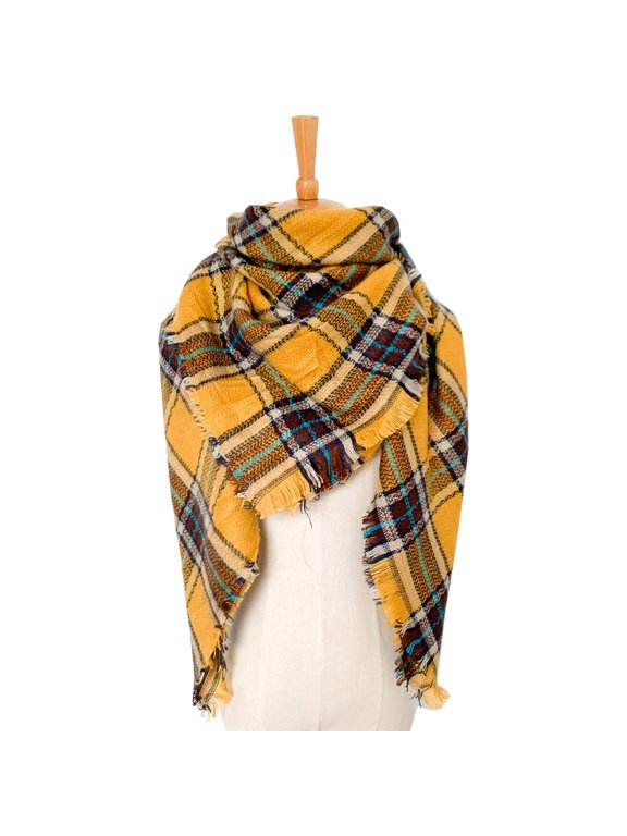Women's Colorful Square Tassel Scarf, Soft Large Shawl Wrap for Fall Winter Casual Daily Wear, Cozy Gift for Family and Friends