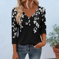 thumbnail image 1 of TaTaai Women's Daily Casual Fashion Print V-Neck Loose 3/4 Sleeve T-shirt Comfortable Soft Daily Wear Blouse Pack of 1 Gift, 1 of 6