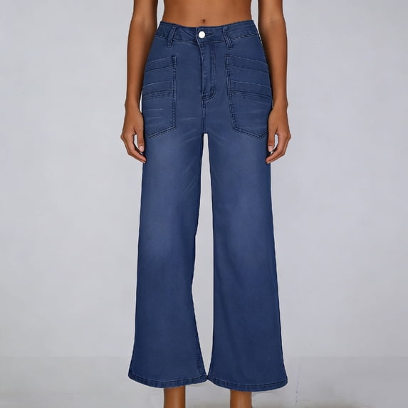 TaTaai Women's Fashion Casual Cropped Wide Leg Straight Pants Solid Color Loose Fit Slimming Elastic Soft Comfort Trousers for Daily Home Outdoor All Season Wear Gift