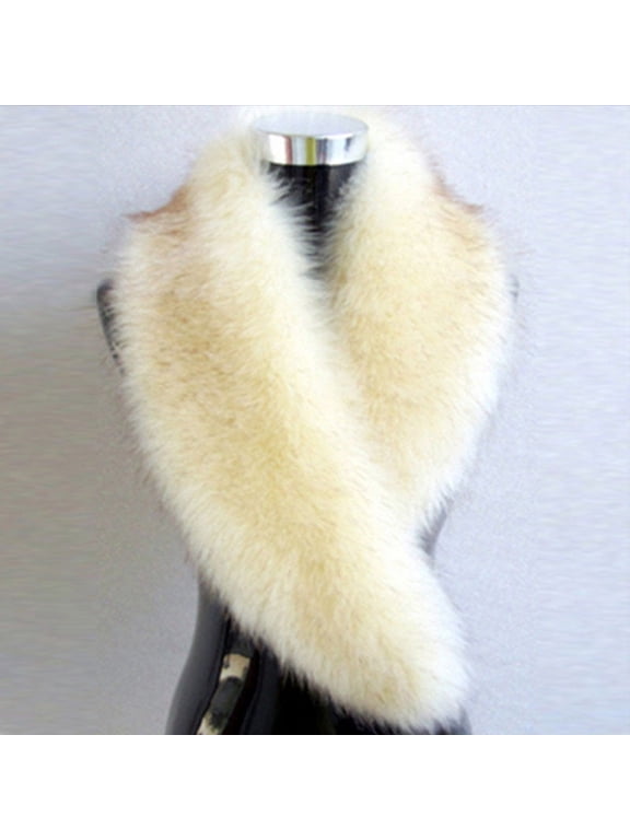 Women's Faux Fur Collar Scarf, Thick Shawl Wrap Stole for Warm Winter Outerwear and Daily Layering
