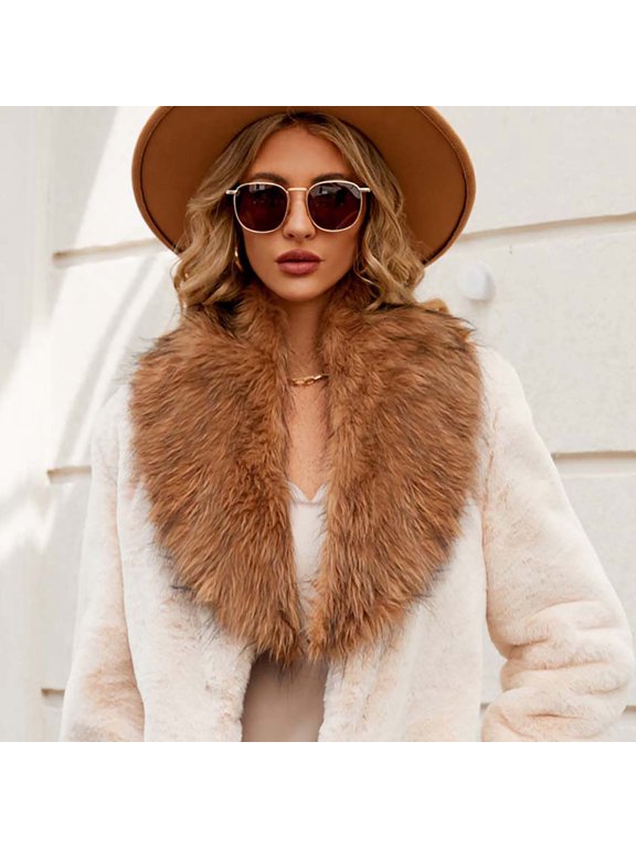 Women's Faux Fur Long Shawl, Soft Plush Bridal Wedding Stole Wrap Cape for Elegant Evening and Winter Wear