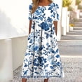 thumbnail image 1 of TaTaai Women's Floral Print Short Sleeve Knee-Length Dress with Round Neck, Breathable Fabric, and Casual Summer Style Gift, 1 of 7