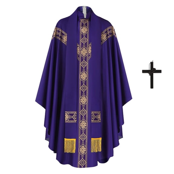 TaTaai Women's Halloween Medieval Robe Costume Long Sleeve Loose Printed Cloak for Priest Monk Cosplay Party