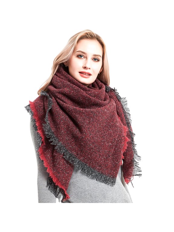 Women's Knitted Shawl Scarf, Soft Warm Square Wrap for Fall and Winter Casual and Dressy Wear
